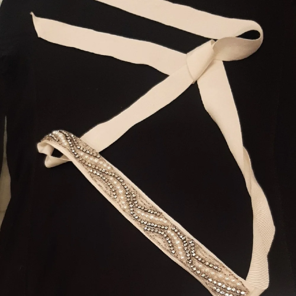WHITE💎RHINESTONE Ribbon Belt🤍Silver Beaded FITS ALL 72" LONG - Picture 9 of 11